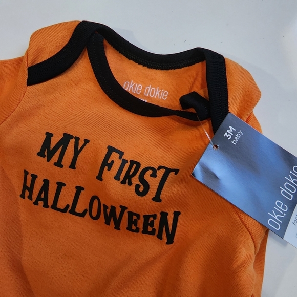 Okie Dokie My first Halloween orange and black footed sleeper Size 3 months NWT - Picture 7 of 8